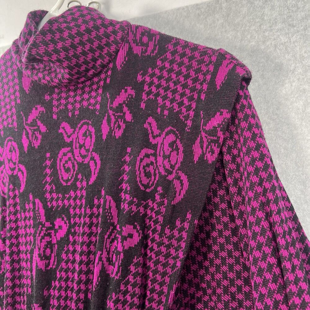 Vintage 1980s California Girl by Petrina Aberle floral houndstooth knit s/m* - Picture 12 of 16